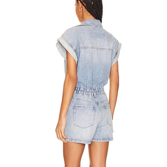 BLANK NYC Acid Washed Denim Romper in Big Shot Size XS Time Zone Revolve - Picture 4 of 13